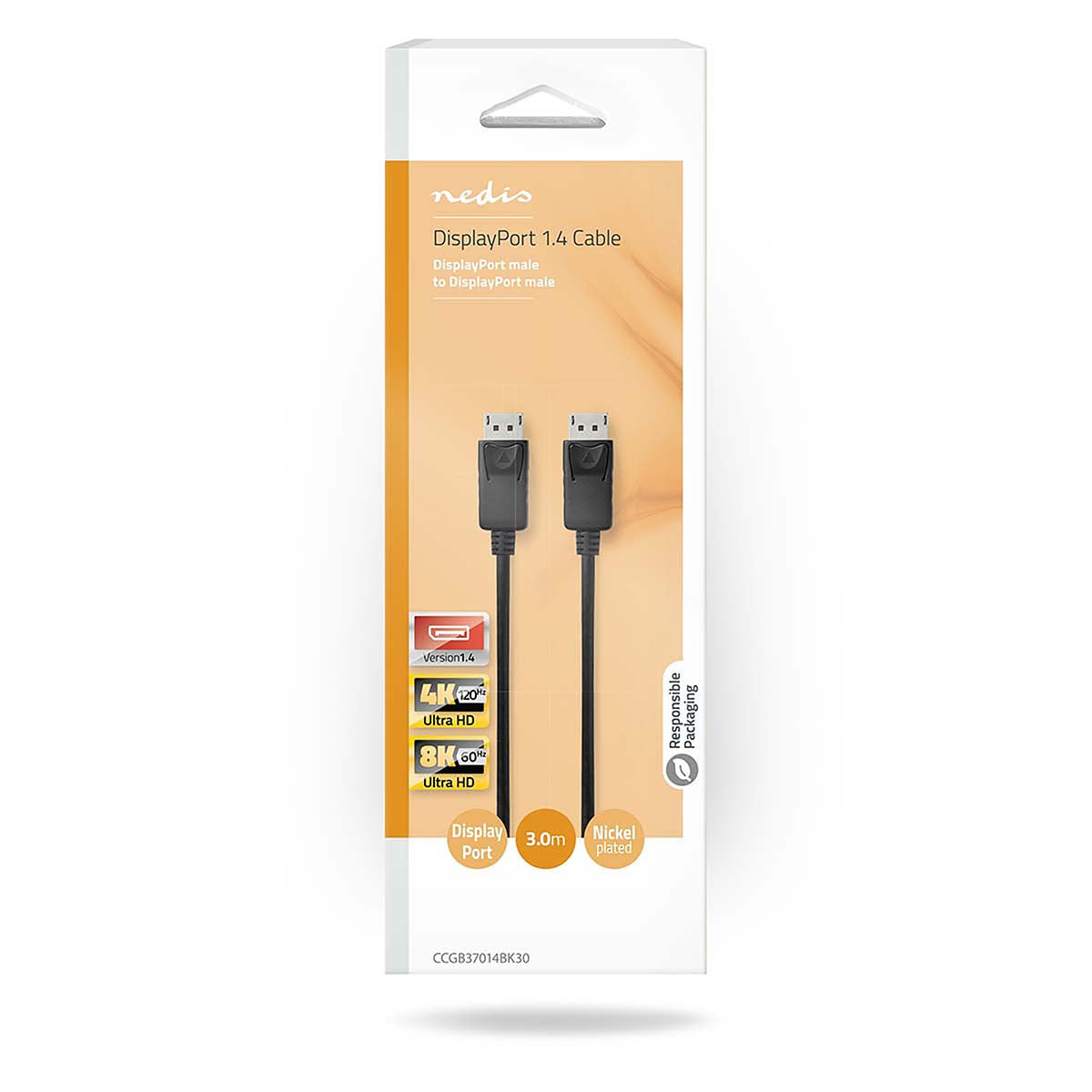 DisplayPort Cable | Male 8K@60Hz Nickel Plated 3.00 m Round PVC Black