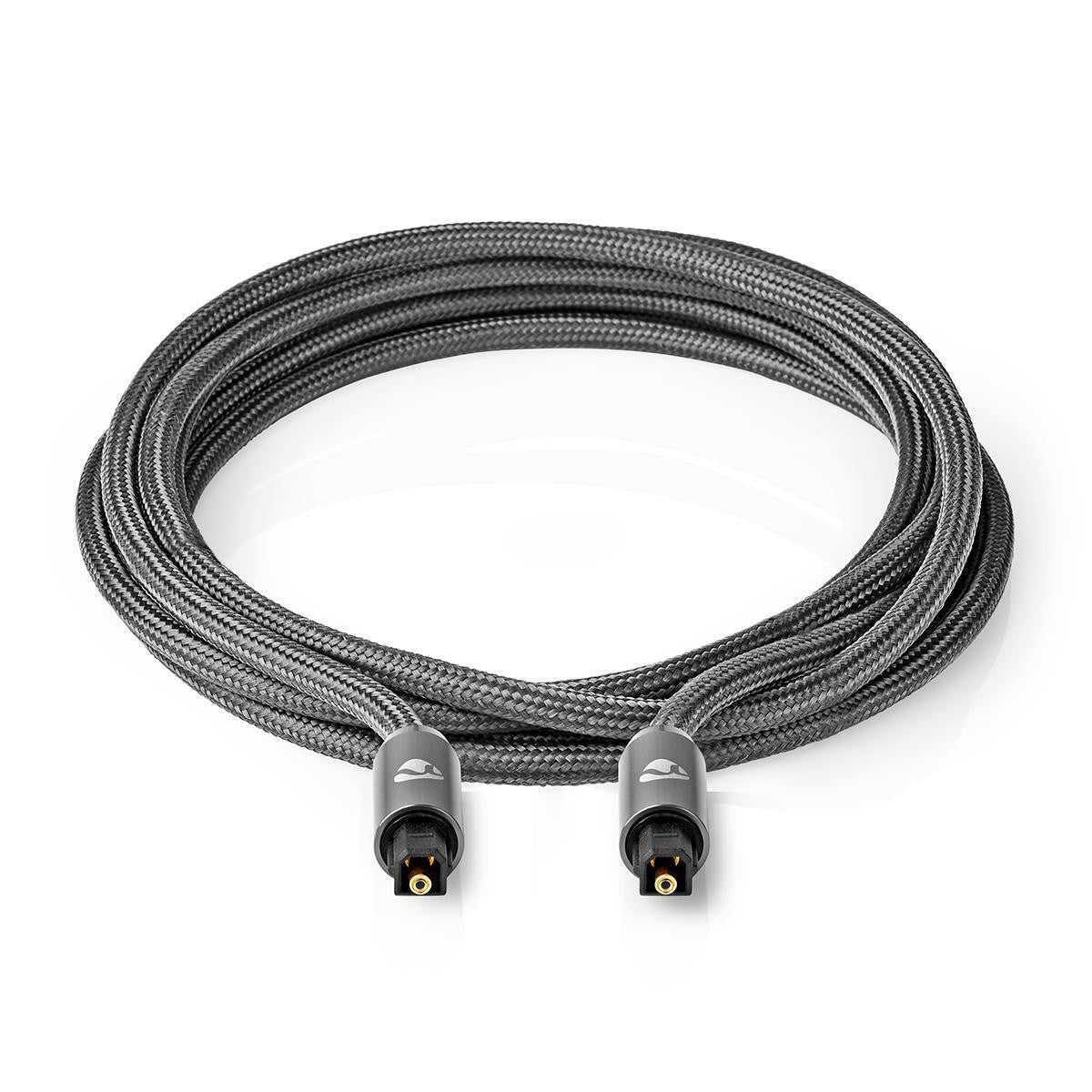 Optical Audio Cable | Toslink Male 1.00 m Round Cotton Fabric Gunmetal Grey