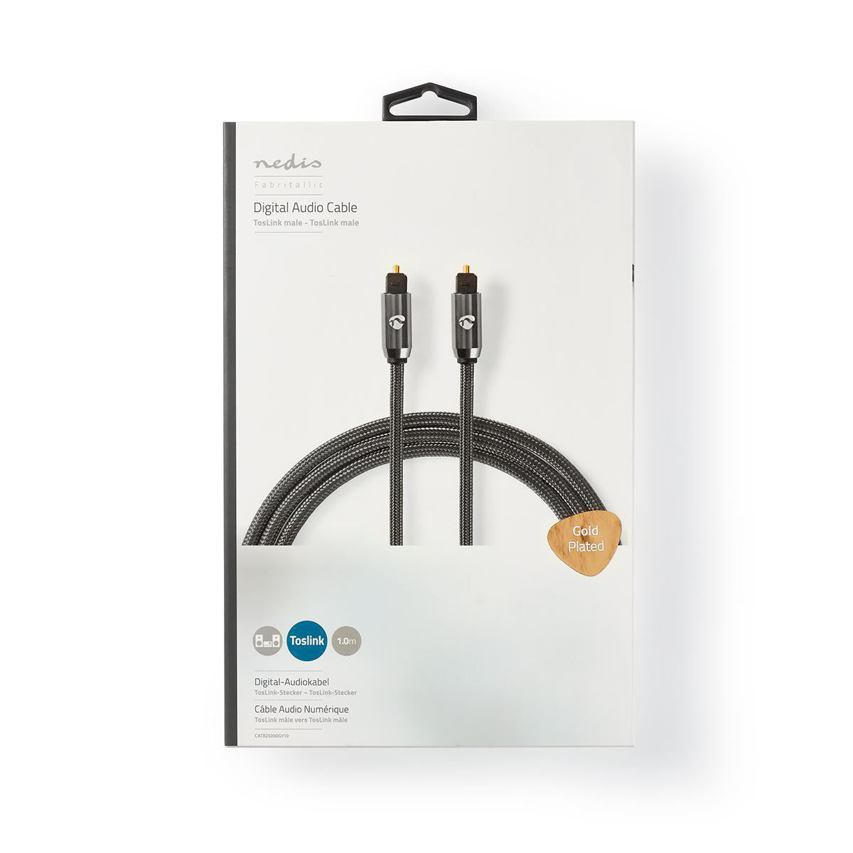 Optical Audio Cable | Toslink Male 1.00 m Round Cotton Fabric Gunmetal Grey