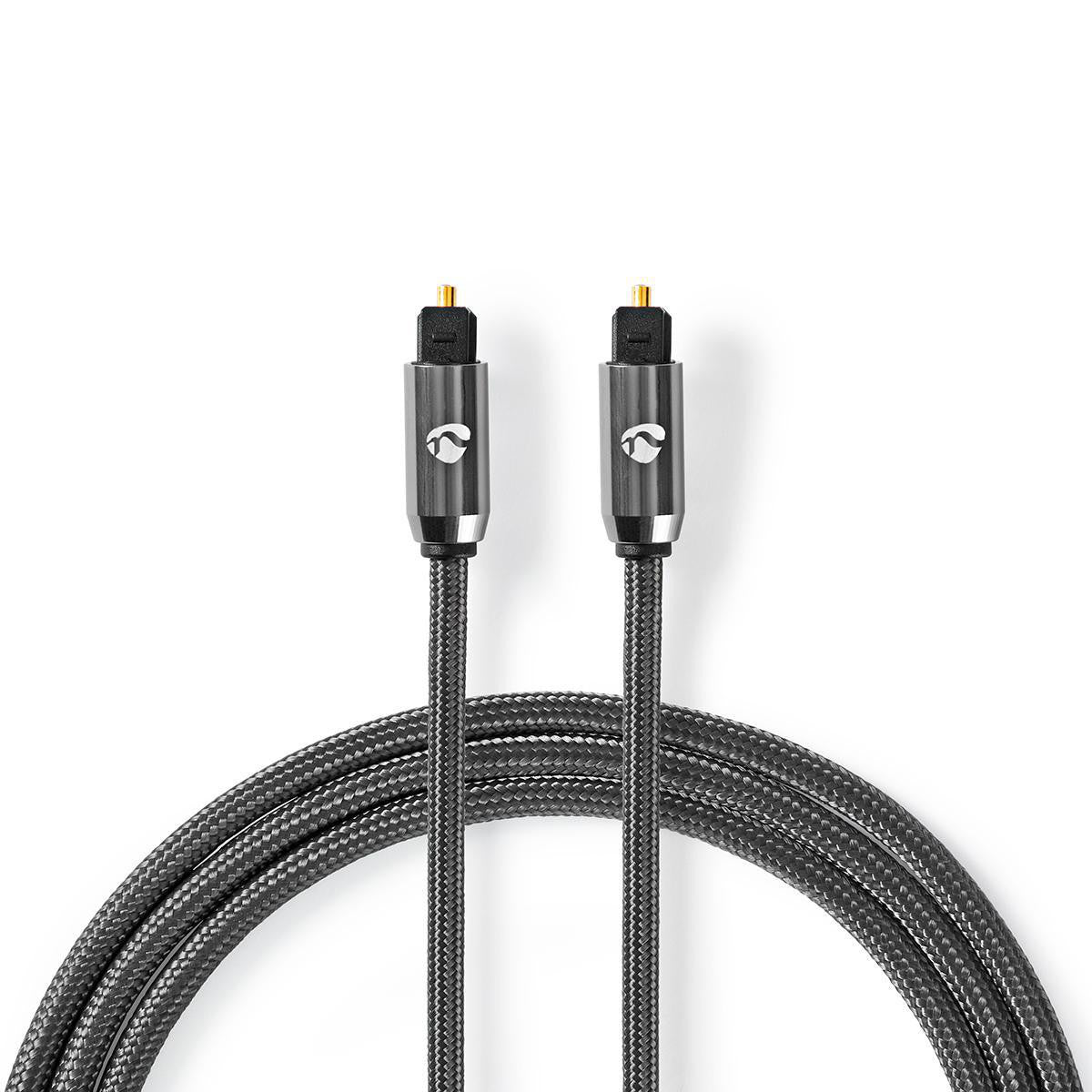 Optical Audio Cable | Toslink Male 2.00 m Round Cotton Fabric Gunmetal Grey