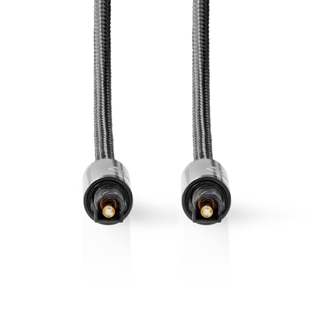 Optical Audio Cable | Toslink Male 2.00 m Round Cotton Fabric Gunmetal Grey