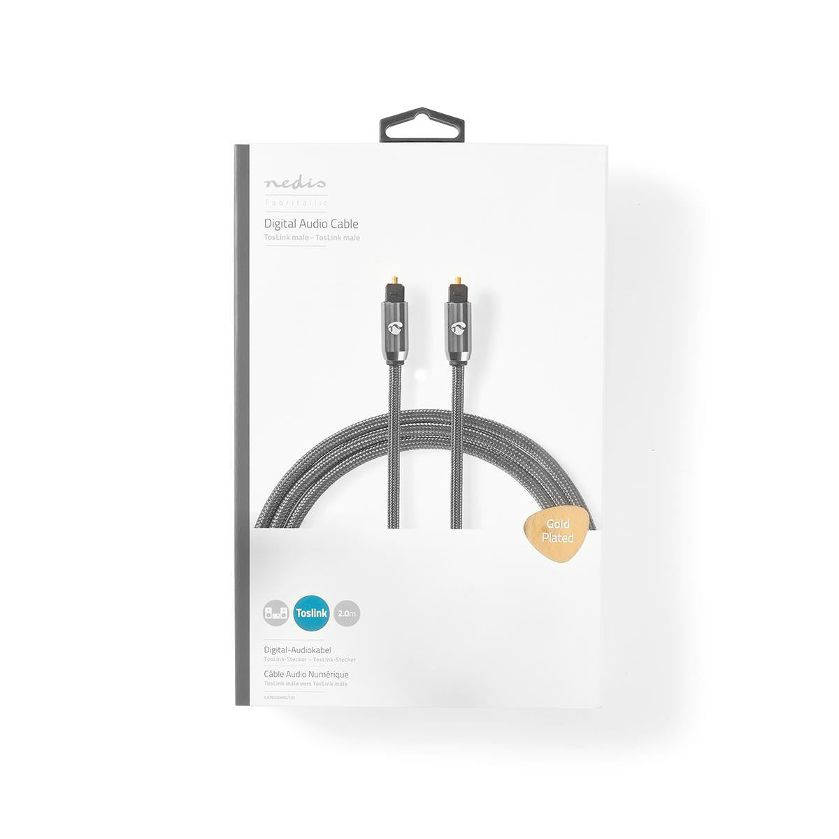 Optical Audio Cable | Toslink Male 2.00 m Round Cotton Fabric Gunmetal Grey