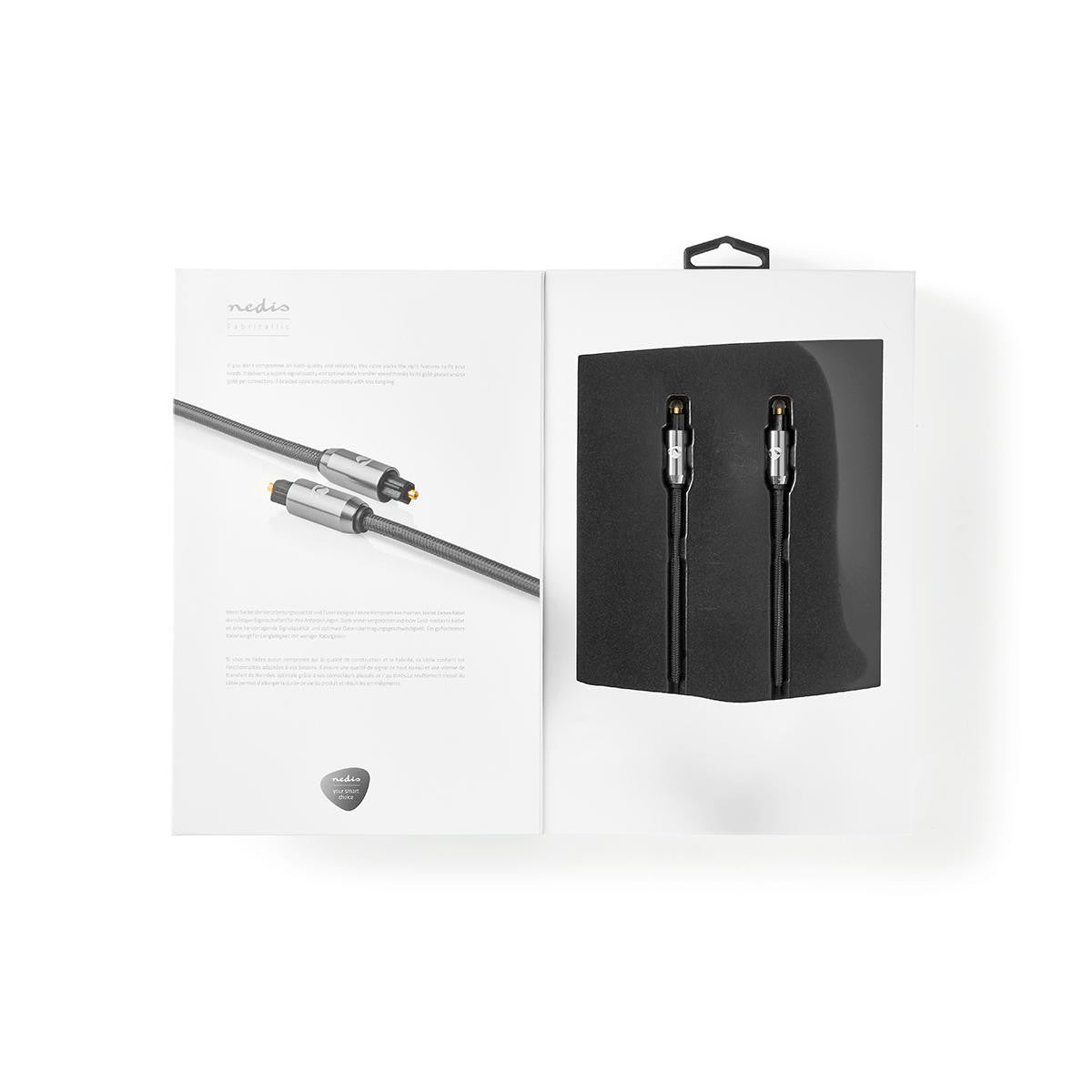 Optical Audio Cable | Toslink Male 2.00 m Round Cotton Fabric Gunmetal Grey