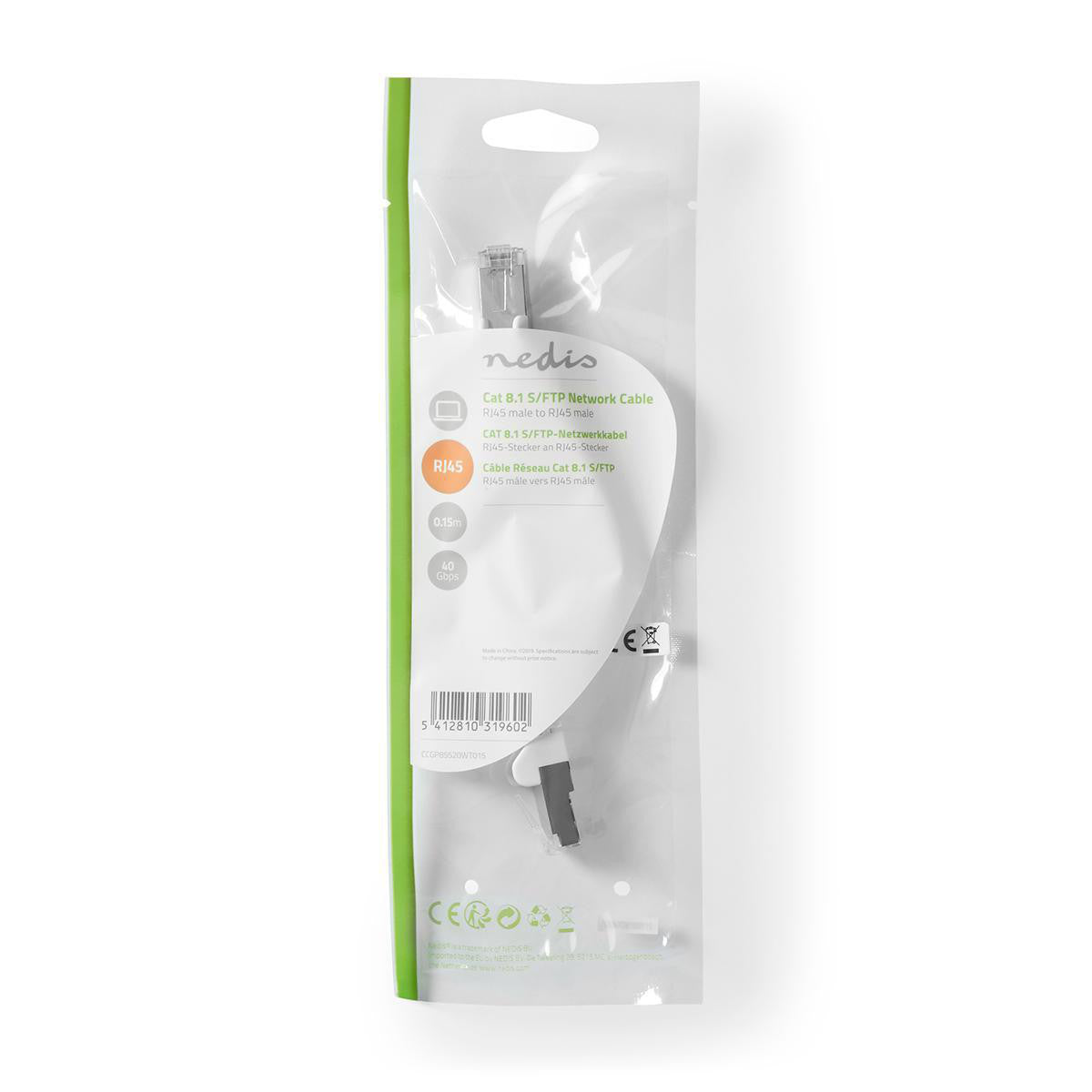 Cabo CAT 8.1 | S/ftp Rj45 0,20 m Redondo PVC Lszh Bolsa em Polietileno Branca