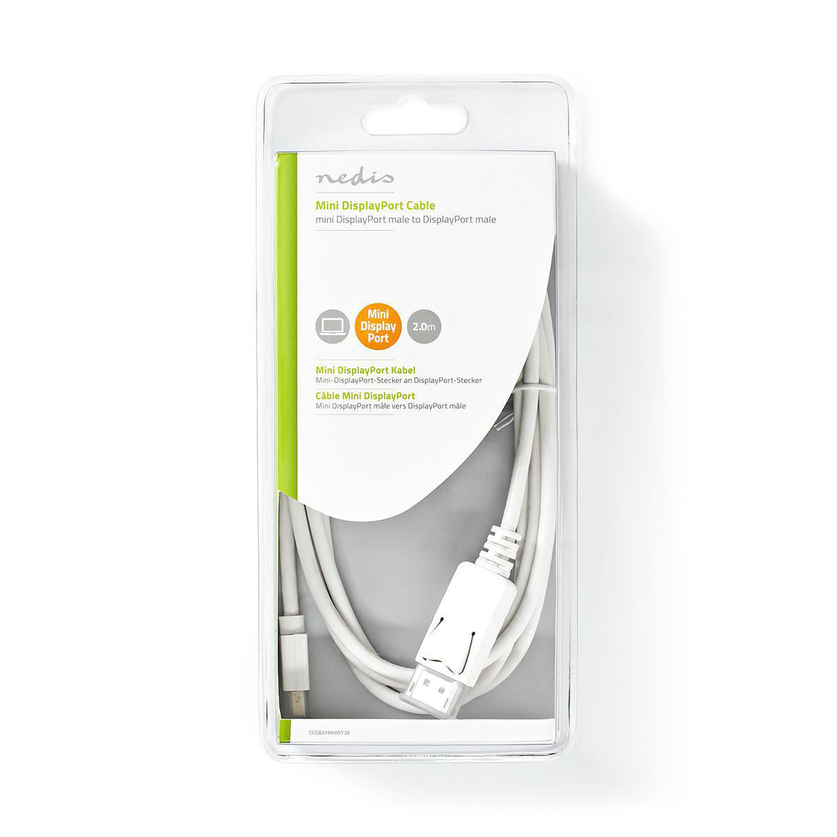 Cable Mini Displayport | 1.4 Macho 48 Gbps Niquelado 2.00 m Redondo PVC Blanco