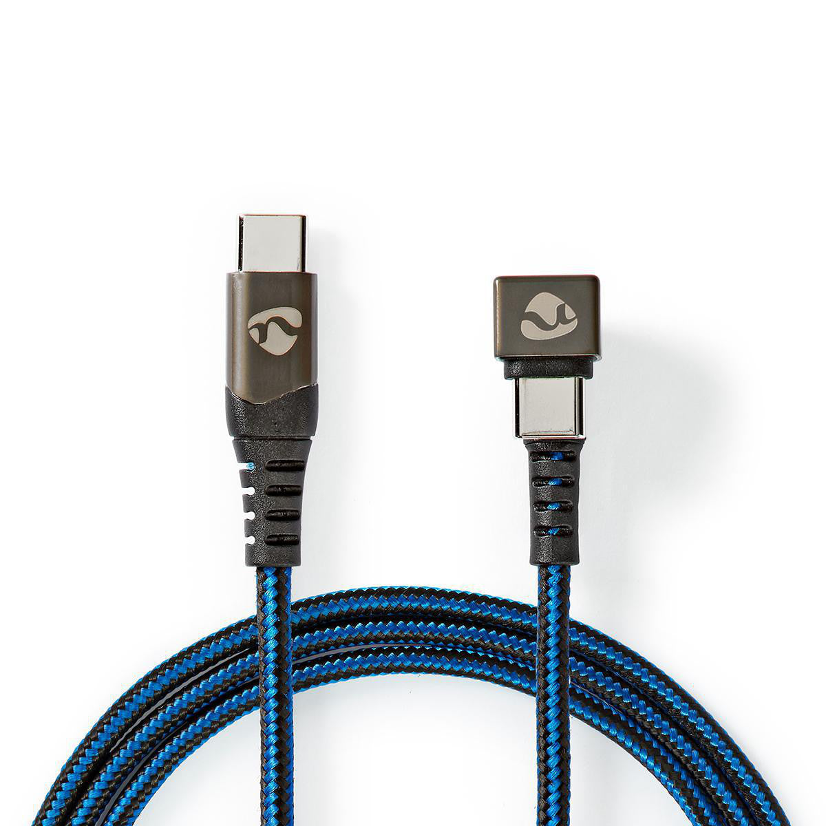 Cabo USB | 2.0 Tipo C Macho 480 Mbps Banhado a Ouro 2,00 m Redondo Nylon/Trançado Azul Preto