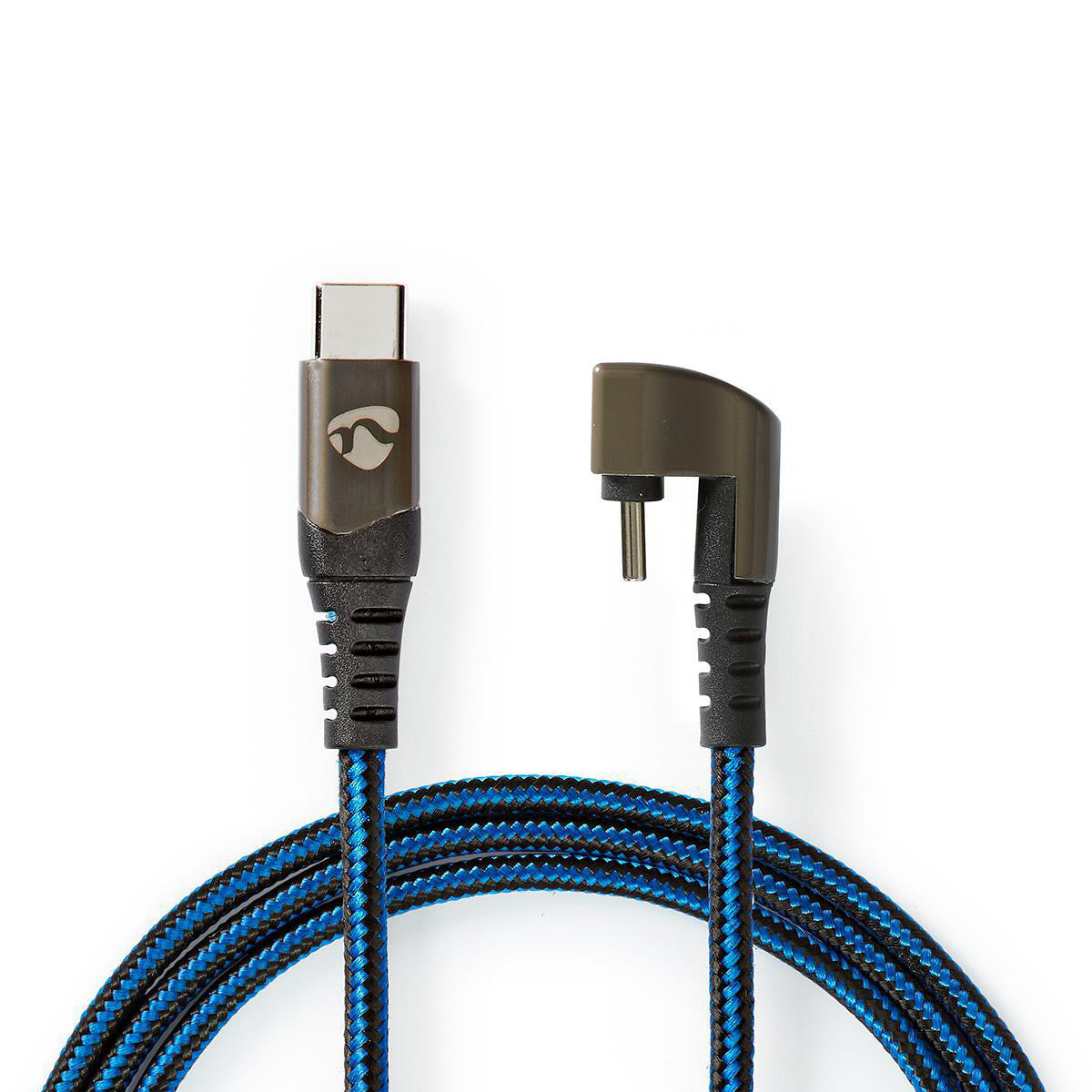 Cabo USB | 2.0 Tipo C Macho 480 Mbps Banhado a Ouro 2,00 m Redondo Nylon/Trançado Azul Preto