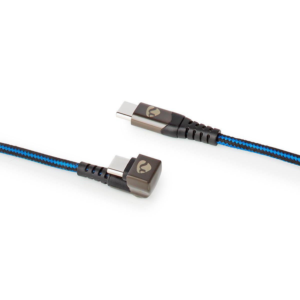 Cabo USB | 2.0 Tipo C Macho 480 Mbps Banhado a Ouro 2,00 m Redondo Nylon/Trançado Azul Preto