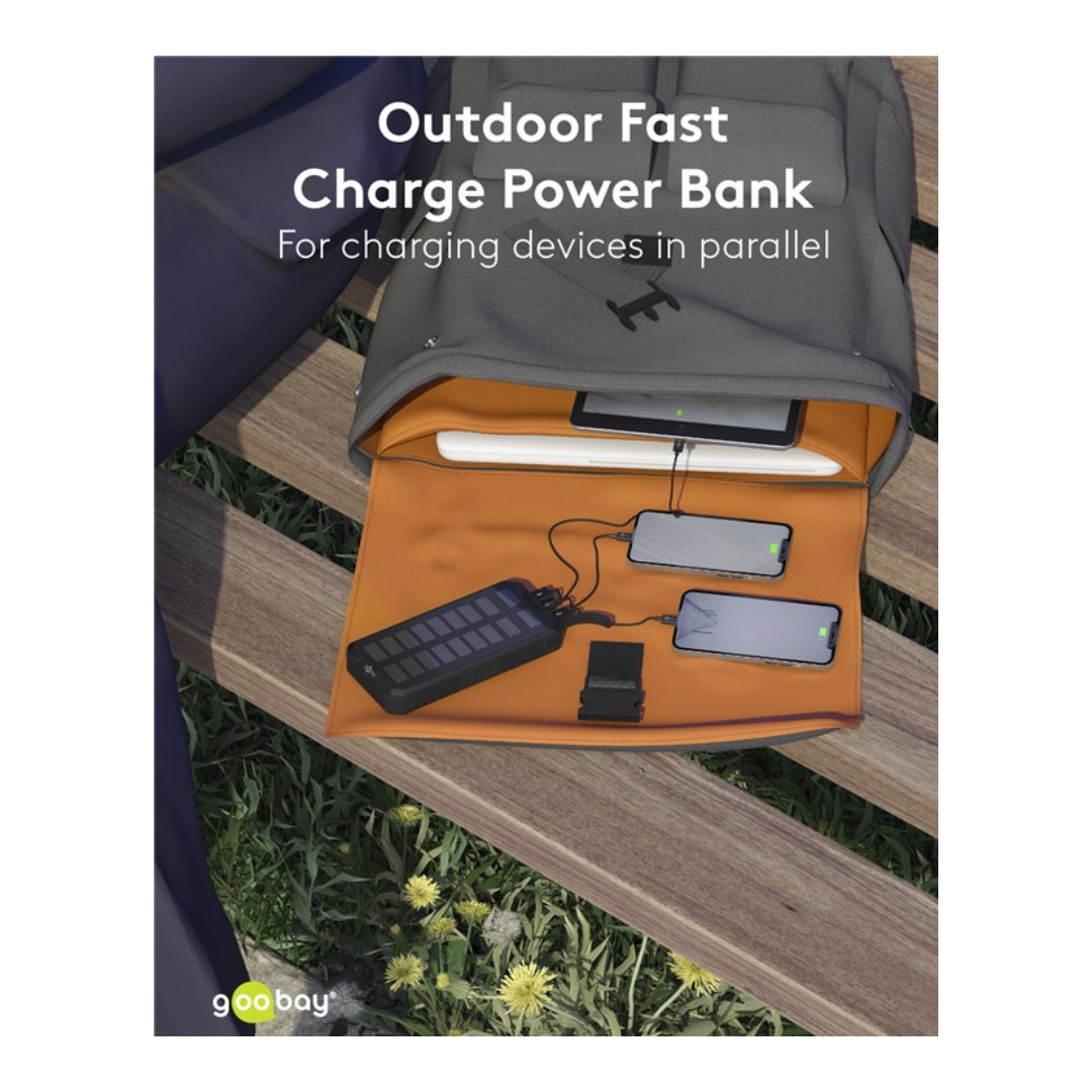 Batería Externa De Carga Rápida Para Exteriores Con Energía Solar 20 000 Mah (usb C Pd, Qc 3.0)