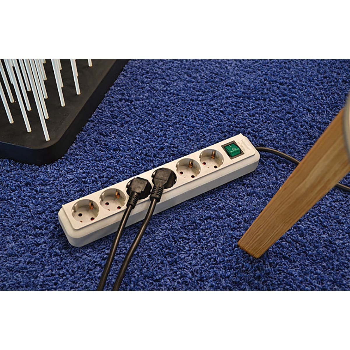 Eco-line 3-way 5.00 m White Extension Socket - Protective Contact