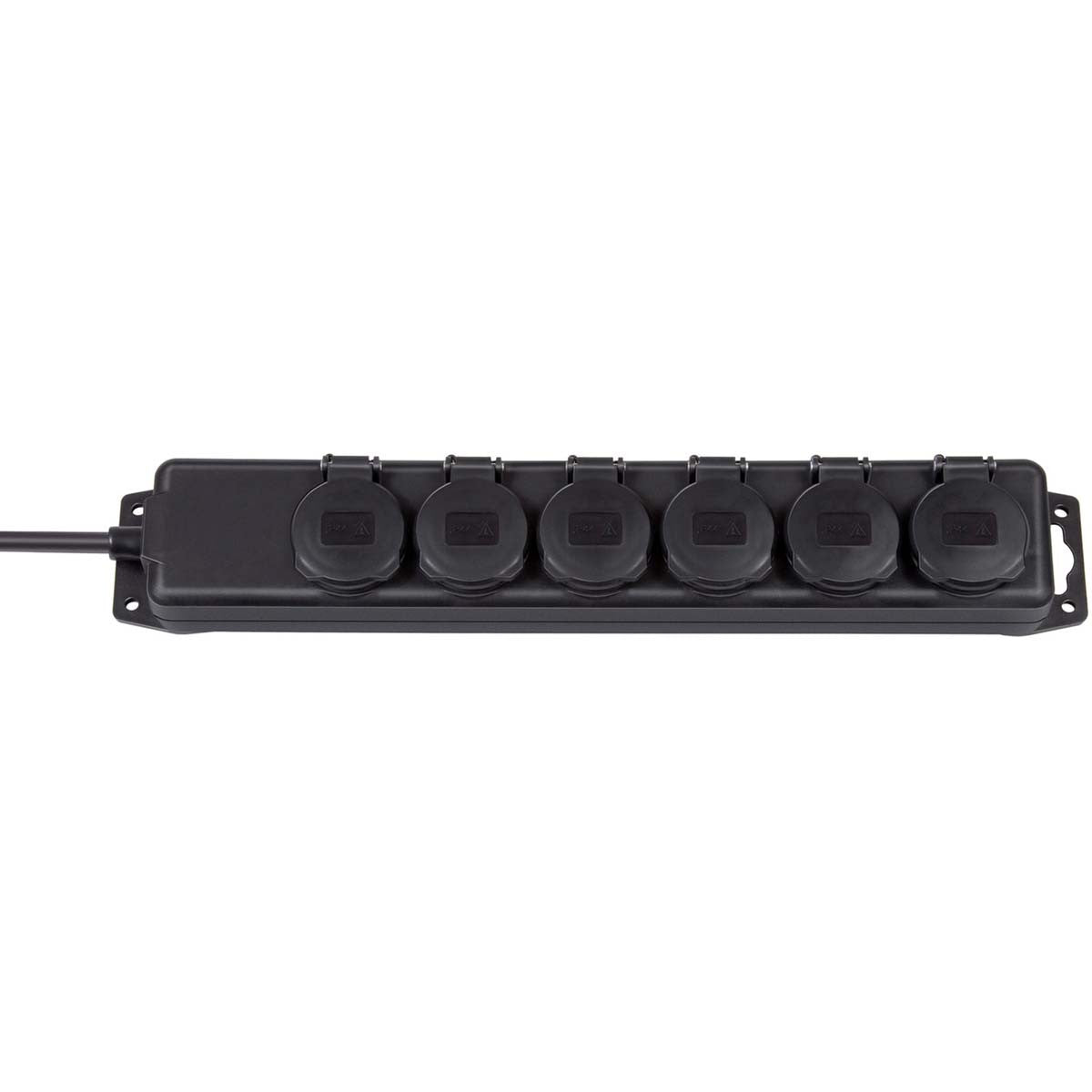 6-Outlet Distribution Strip for Outdoors in Black