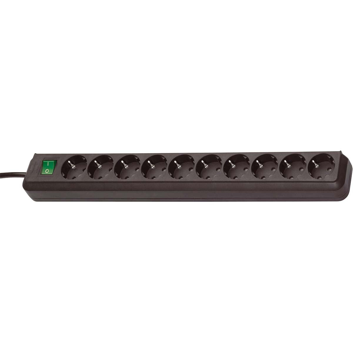 10-Outlet Black Power Strip with Switch