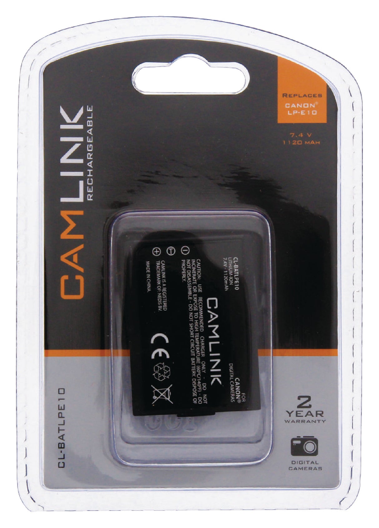 7.4V 1120mAh Rechargeable Battery for Digital Cameras