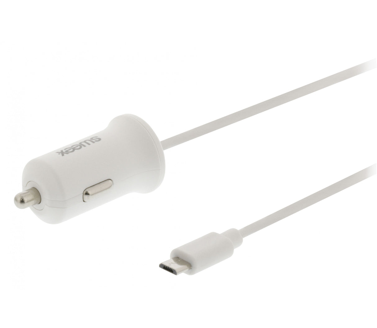 Micro USB 2.4A Car Charger in White