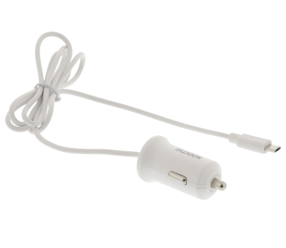 Micro USB 2.4A Car Charger in White