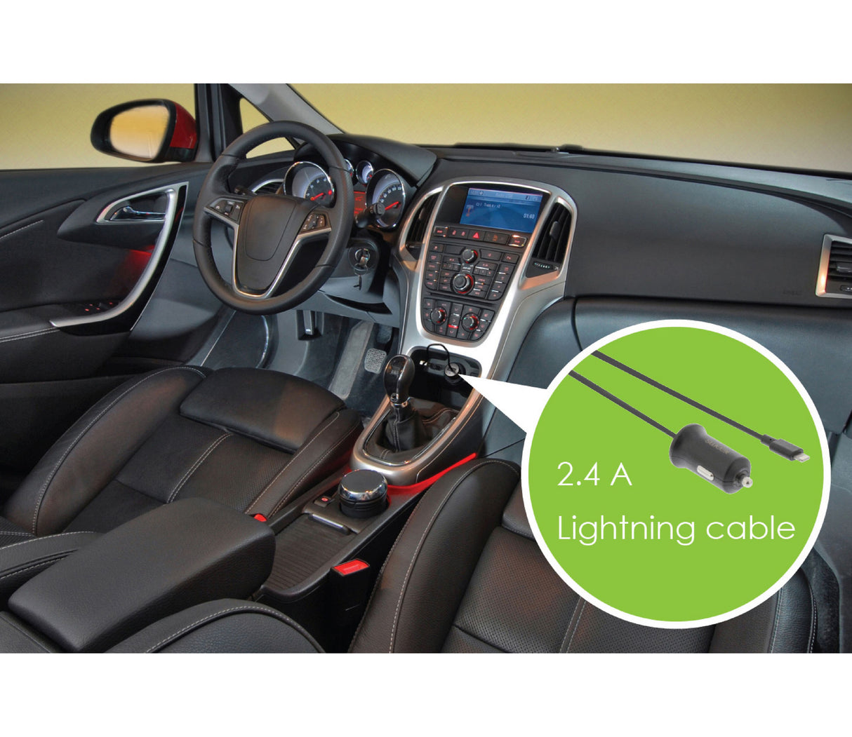 Apple Lightning Car Charger in Black