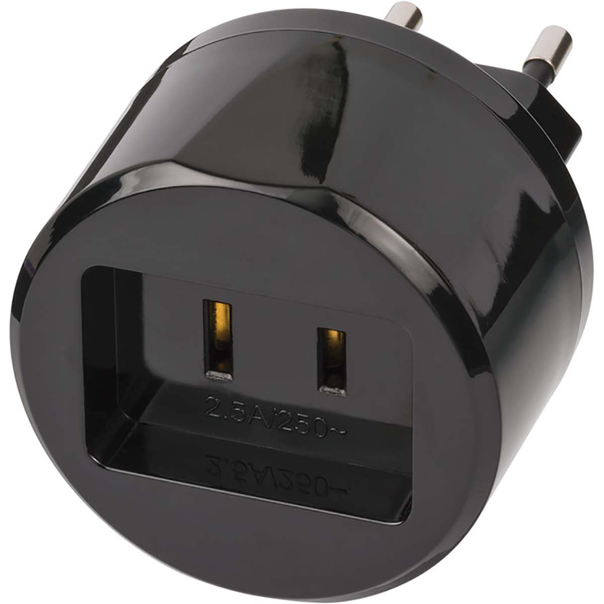 US to Europe Travel Adapter with 2.5A Fuse