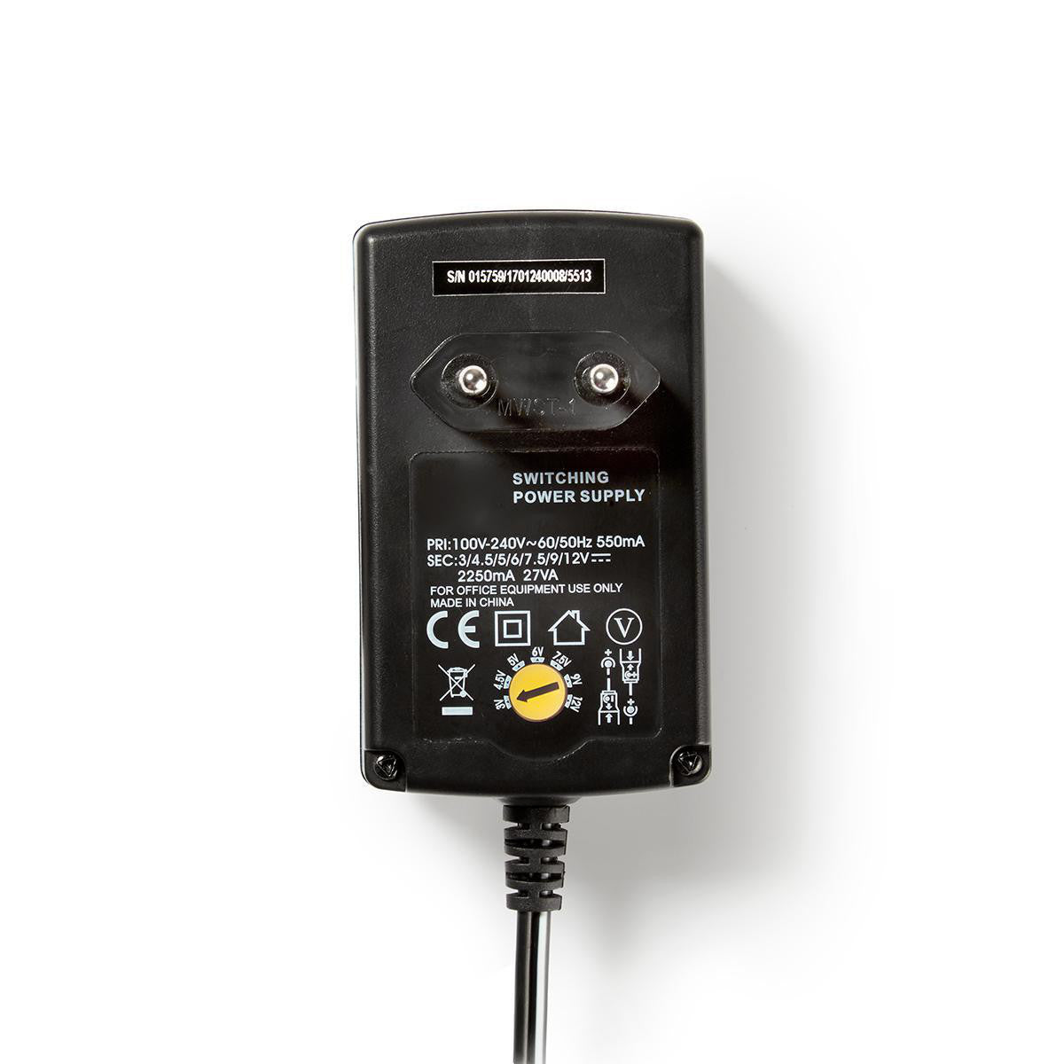 Universal AC Adapter | 3/4.5/6/7.5/9/12V DC 2.25A