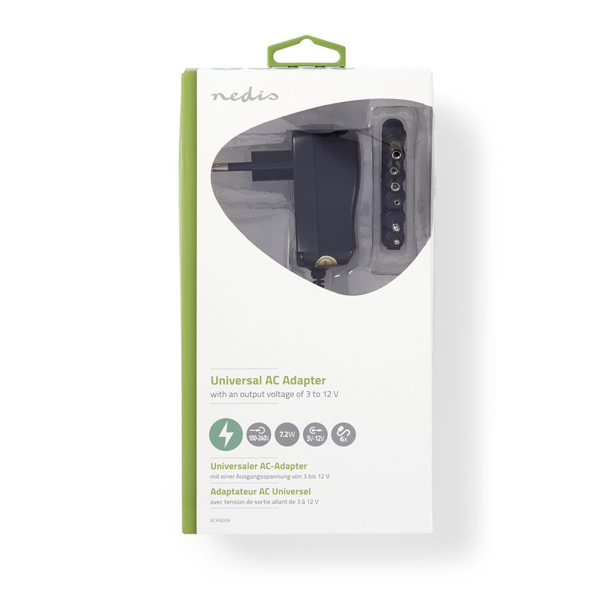 Adaptador de CA Universal | 3/4,5/5/6/7,5/9/12 V CC 0,6 A