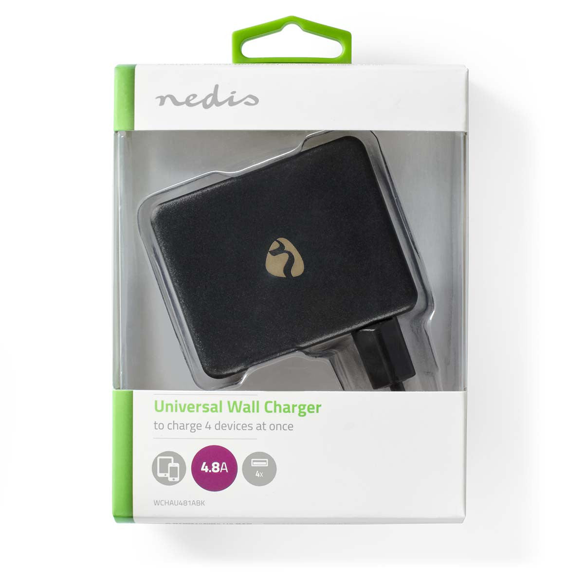 Wall Charger | 4.8 A 4 USB-A Outputs Black