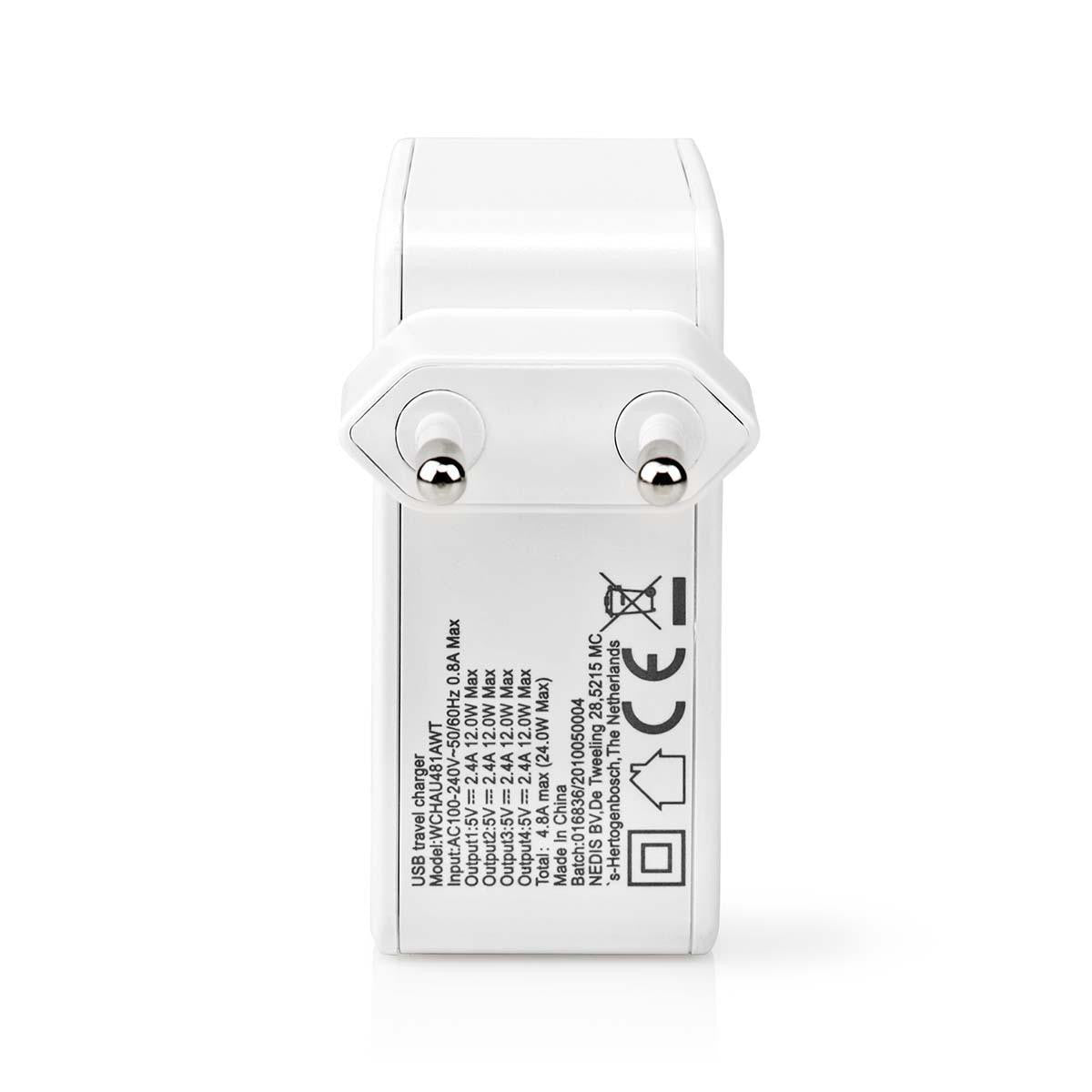 Carregador de parede | 4,8 A, 4 saídas USB-A, branco