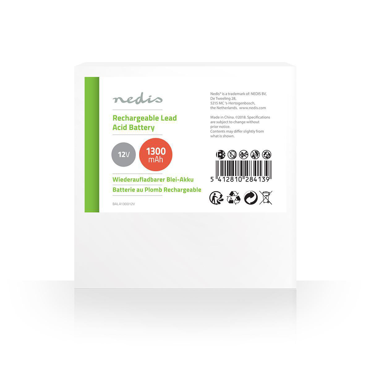 Rechargeable Lead Acid Battery 12V | 1300mAh 97x43x52mm