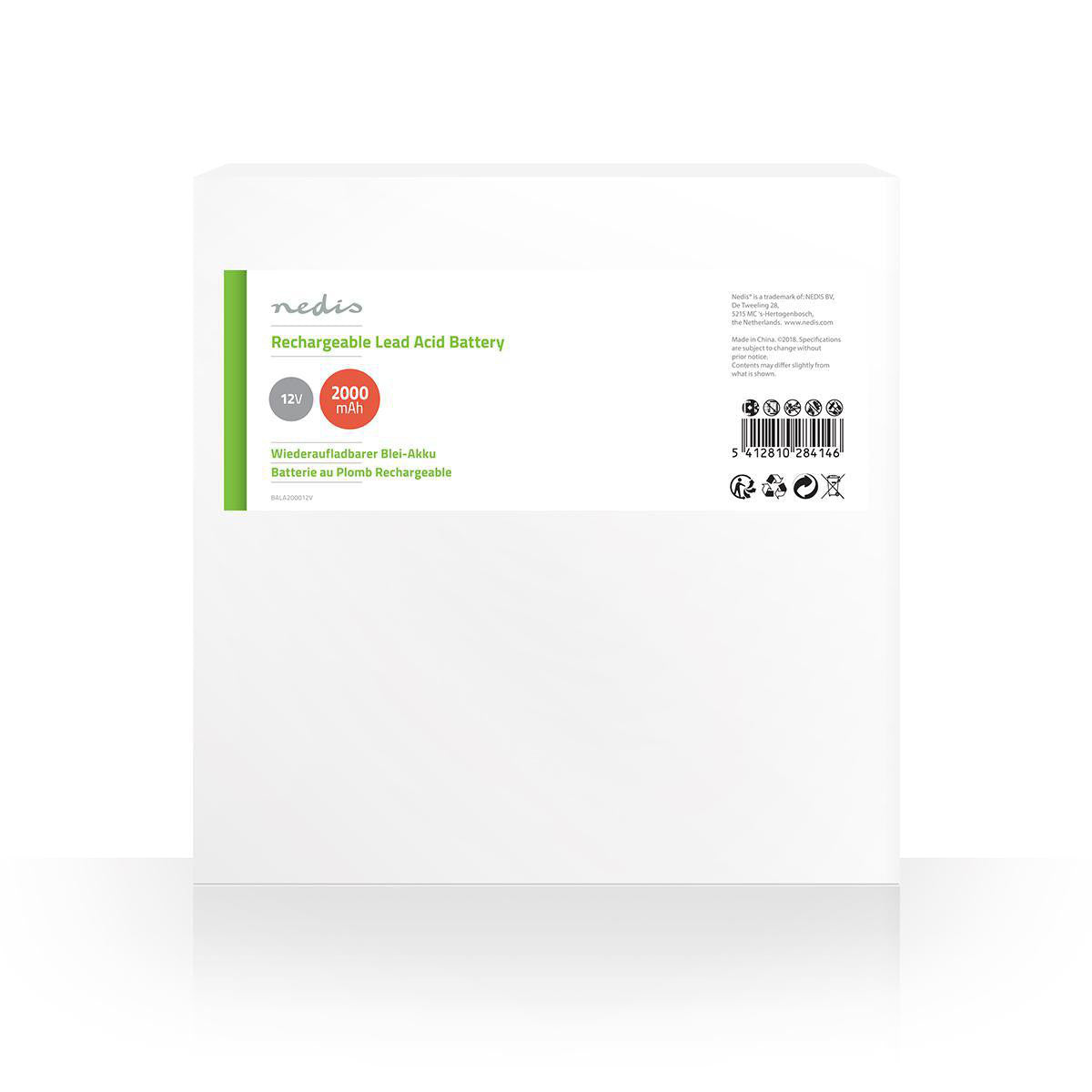 12V Rechargeable Lead-Acid Battery | 2000 mAh 178 x 34 66 mm