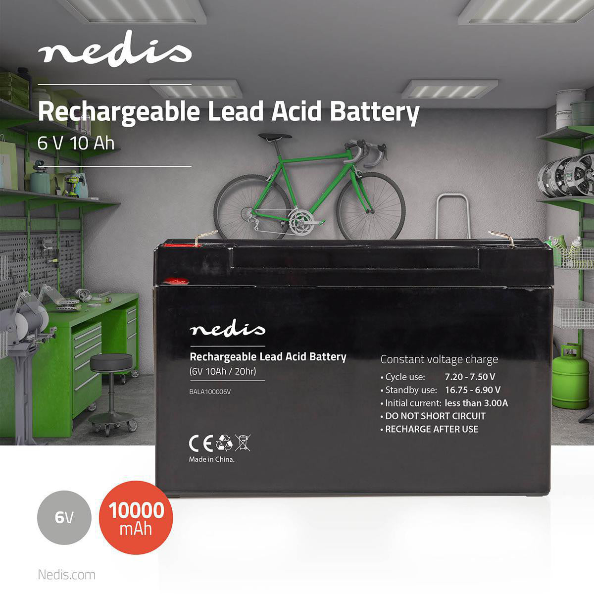 6V Lead Acid Rechargeable Battery | 10000mAh 151x50x95mm