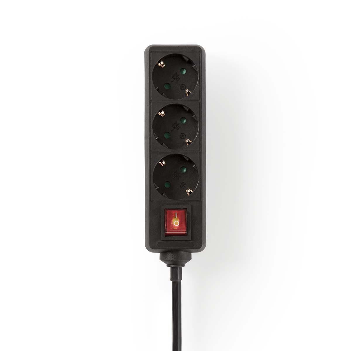 Power Strip | Contact Protection and On/Off Switch 3 Sockets 1.5 m Black