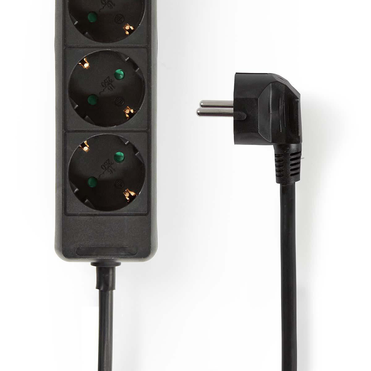 Power Strip | 3-Socket Outlet with Protection, 3.0 m, Black