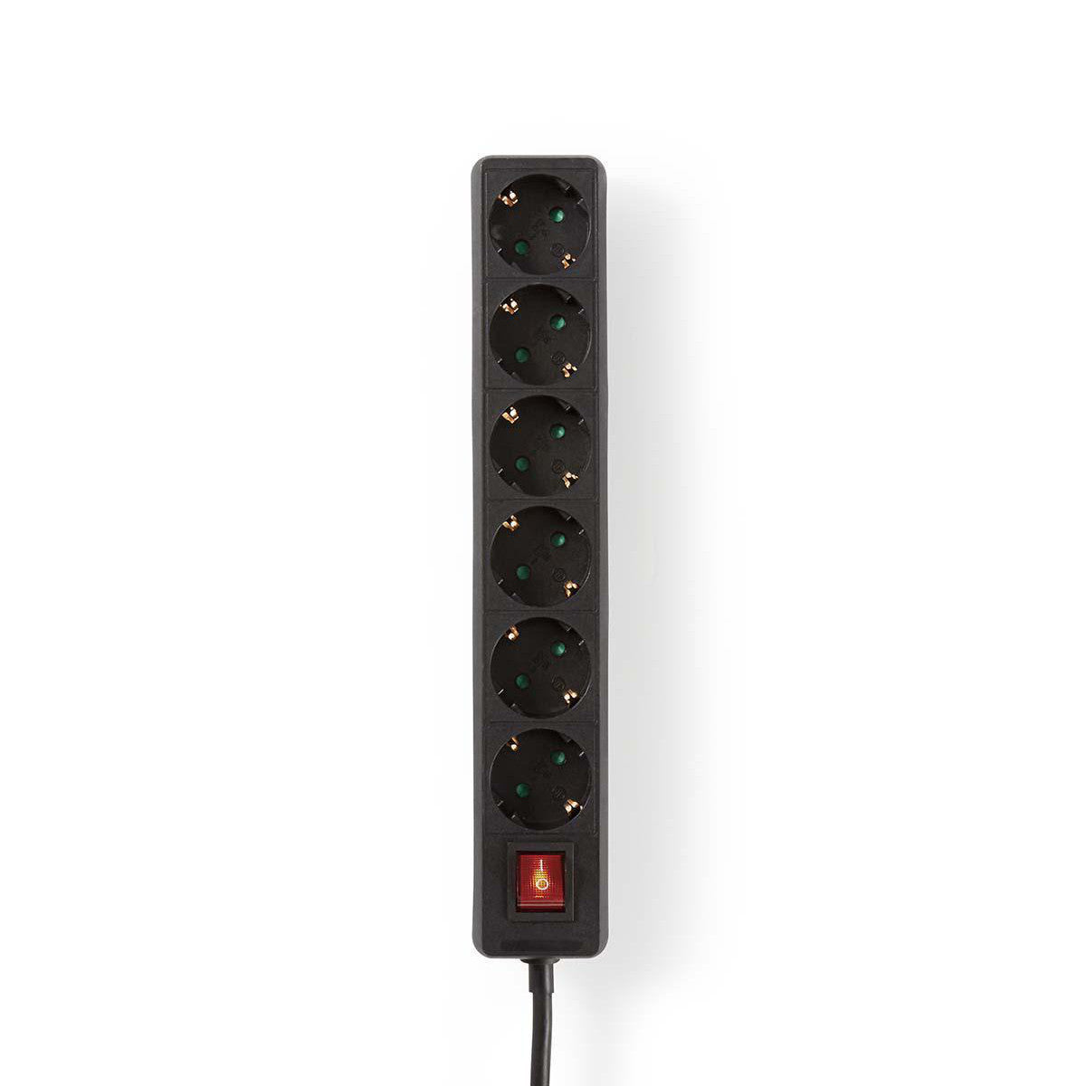 Power Strip | Contact Protection and On/Off Switch 6 Sockets 1.5 m Black