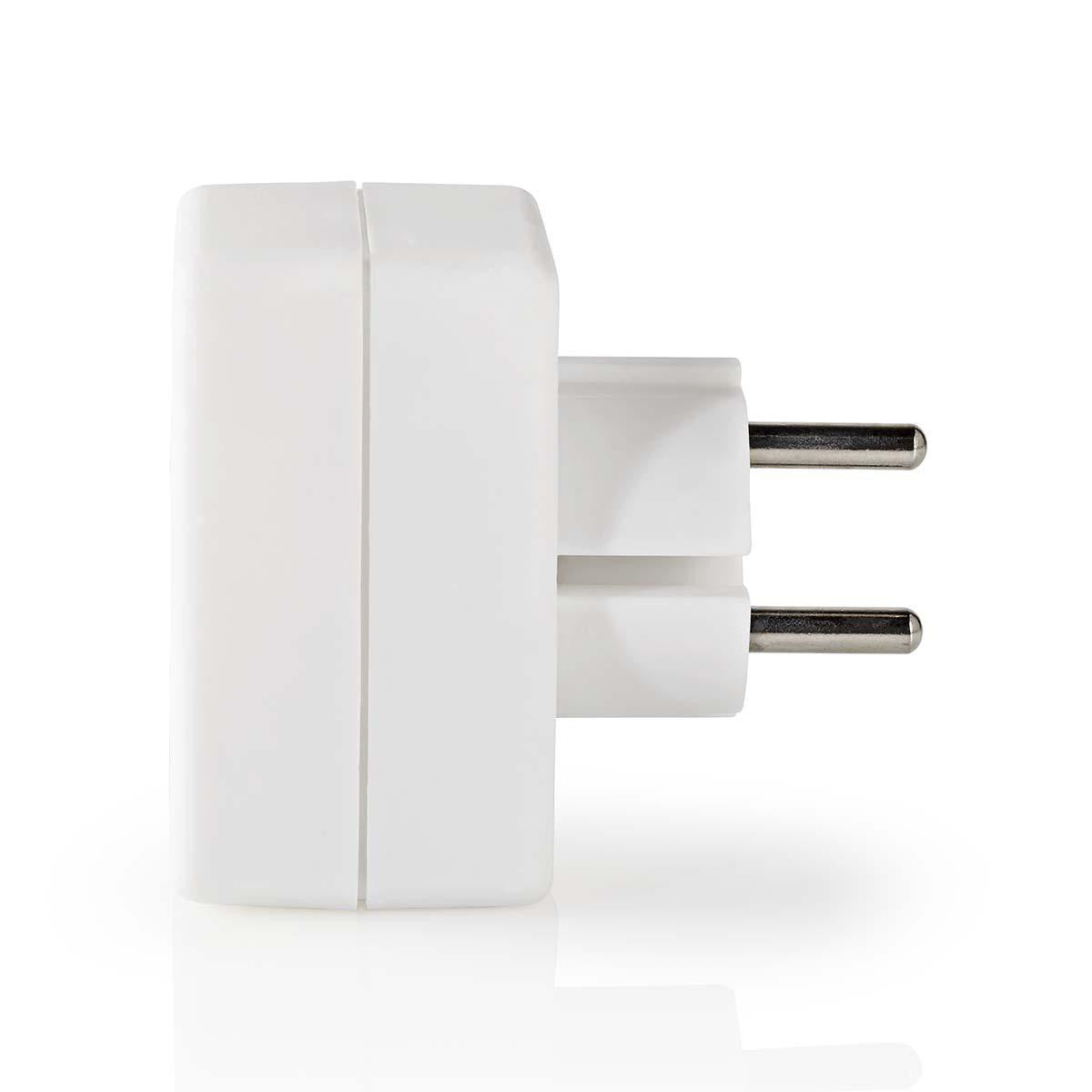 Divisor de Toma Corriente | 3 Tomas Conector Schuko Blanco