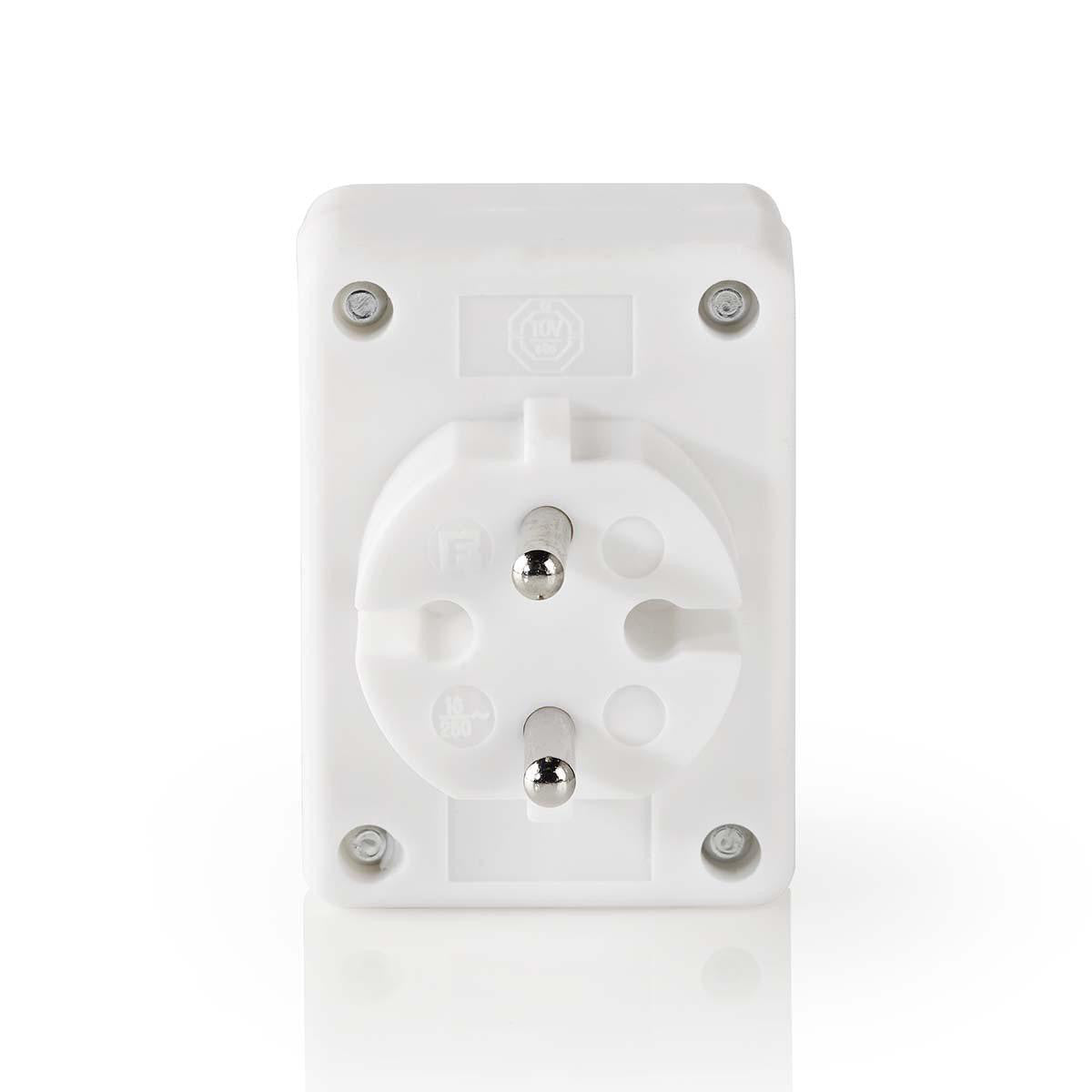 Divisor de Toma Corriente | 3 Tomas Conector Schuko Blanco