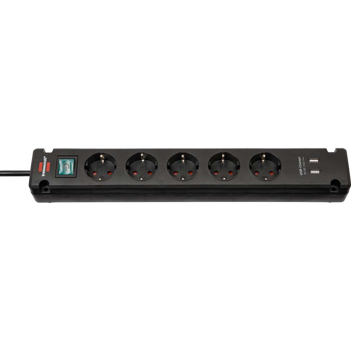 Brennenstuhl Bremounta - 5-way power strip with 2 USB ports, Black, 3m, H05vv-f, 3G1.5