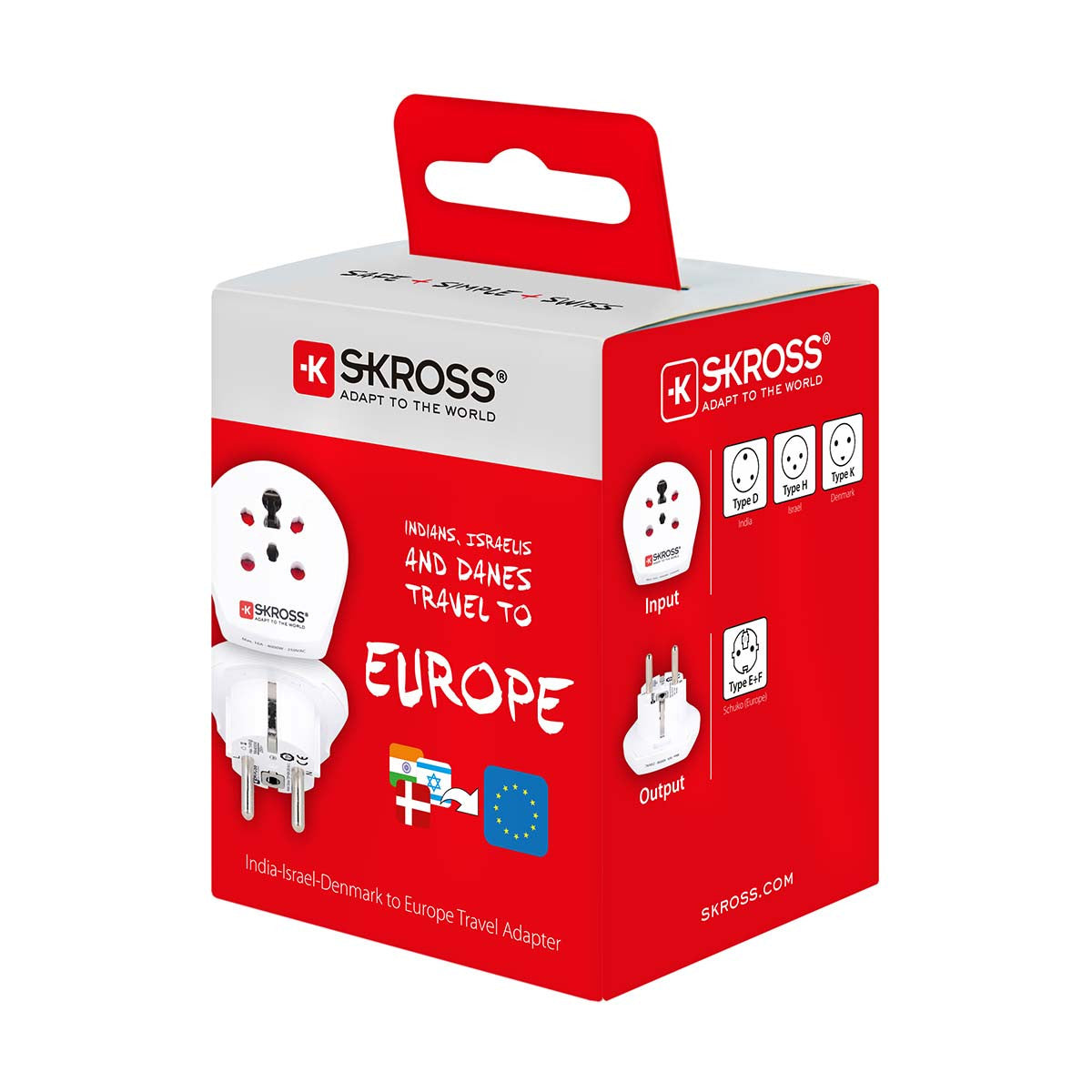 India/Israel Denmark to Europe travel adapter