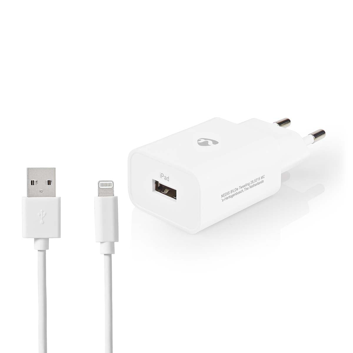 Wall Charger | 1 x 2.4 A Number of Outputs: 1 Port Type: USB-A Lightning 8-Pin (Loose) Cable 1.00 m 12 W