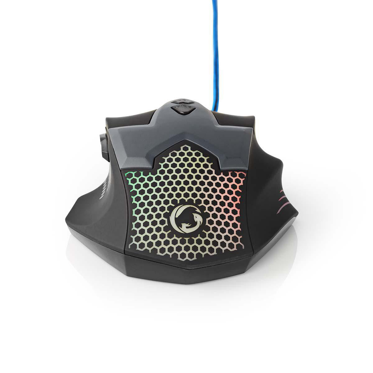 Rato para jogos | Com fio, iluminado, 2400 dpi, 7 botões