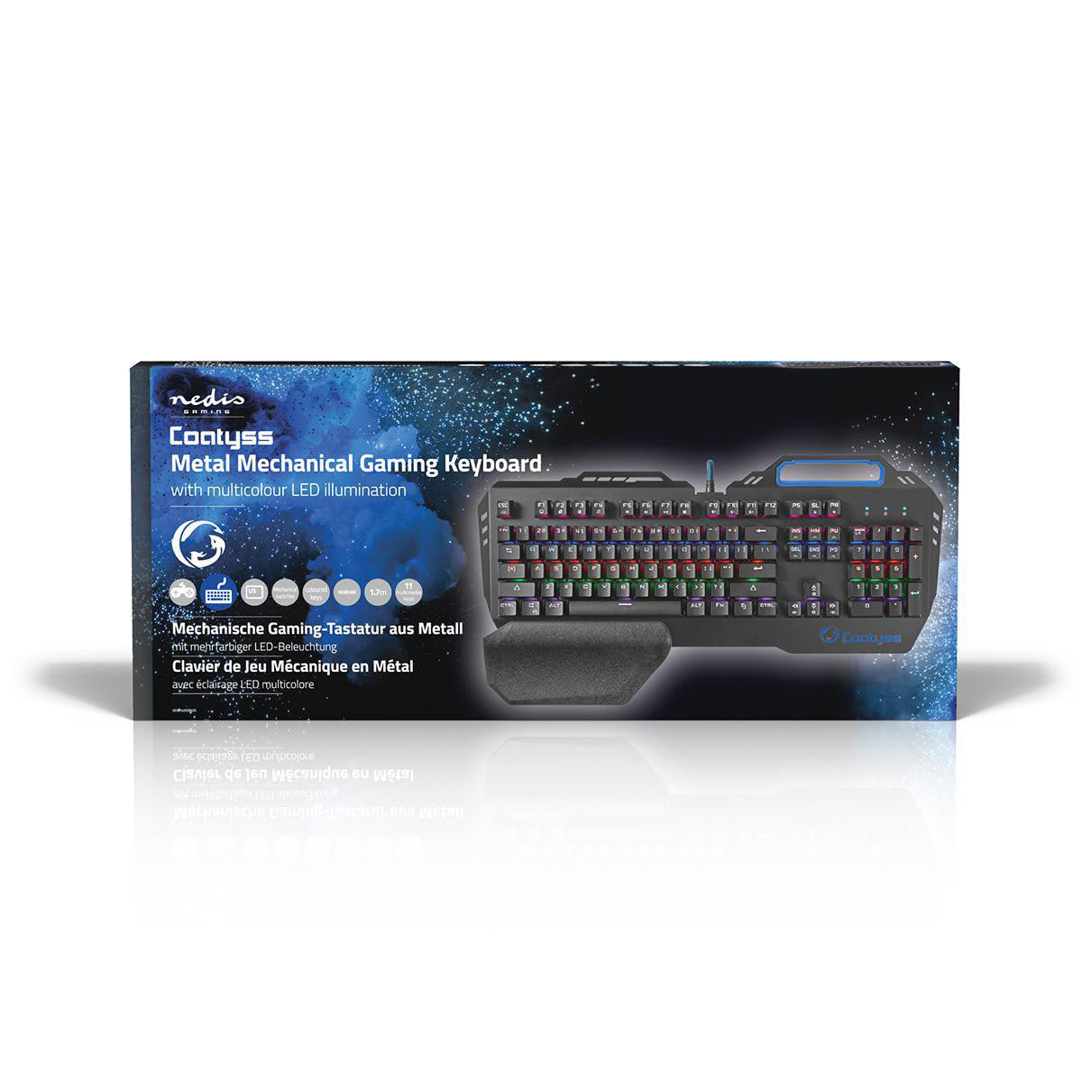 Teclado mecânico para jogos | Iluminação RGB | Layout internacional americano | Design em metal