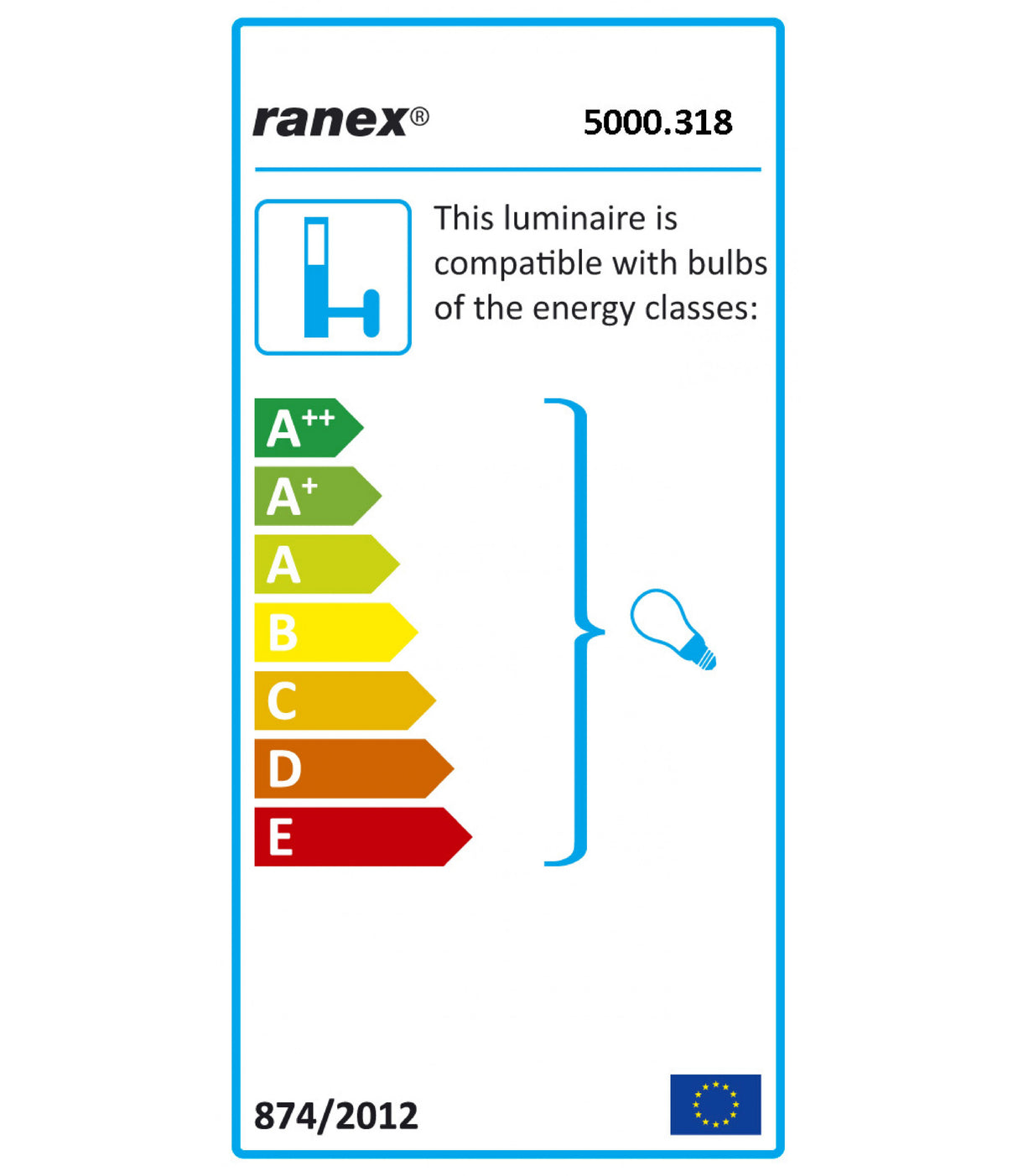 Luminária de parede Ranex IP44 E27 com detetor de movimento