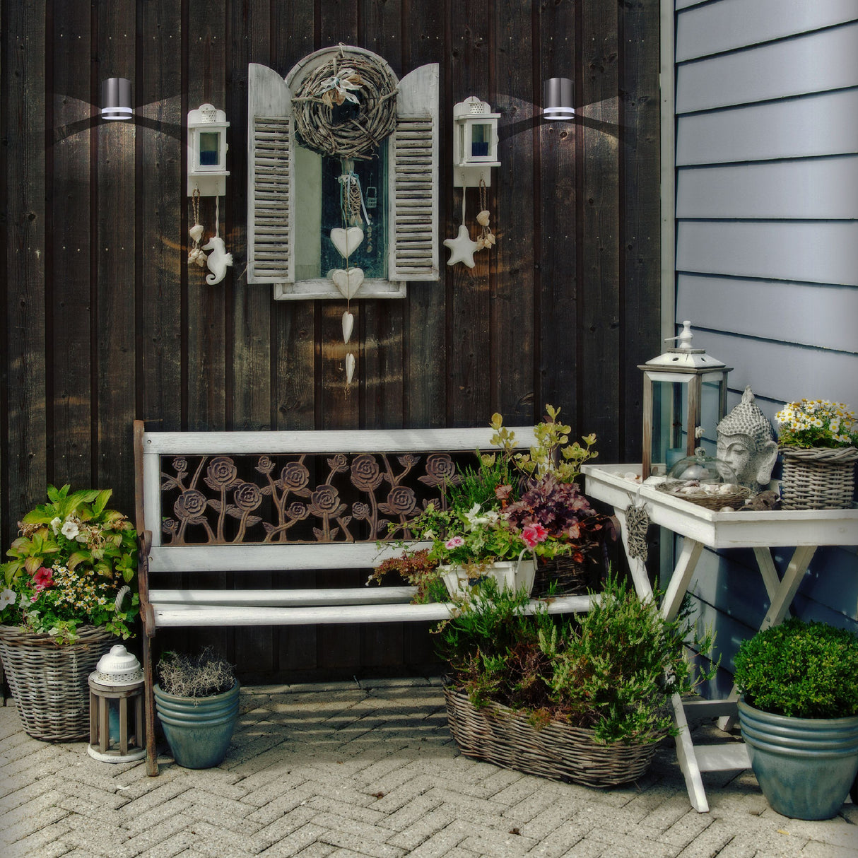 Ranex Silver LED Solar Wall Light with Flat Solar Panel