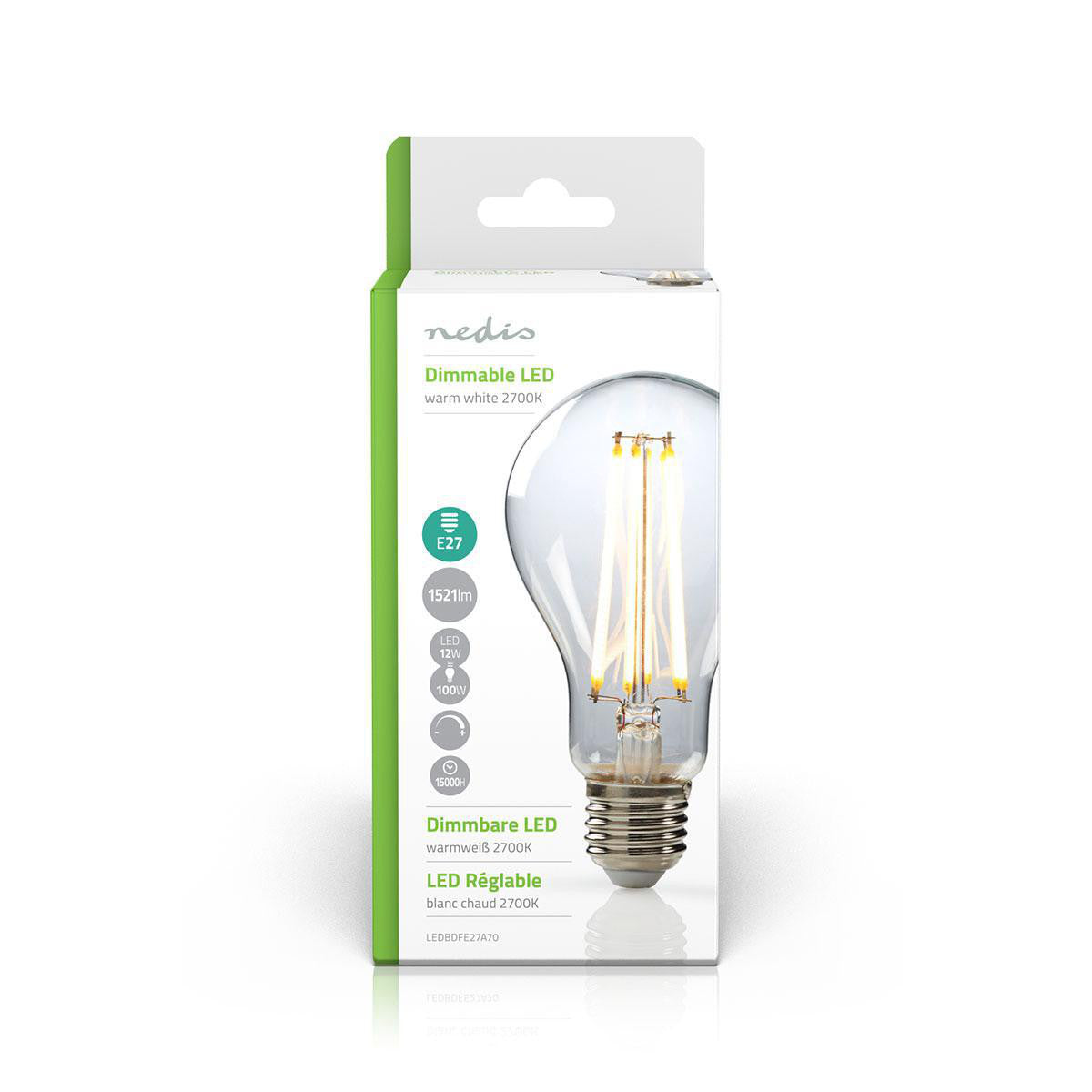 E27 Retro Style Dimmable LED Filament Bulb | A70 12W 1521lm