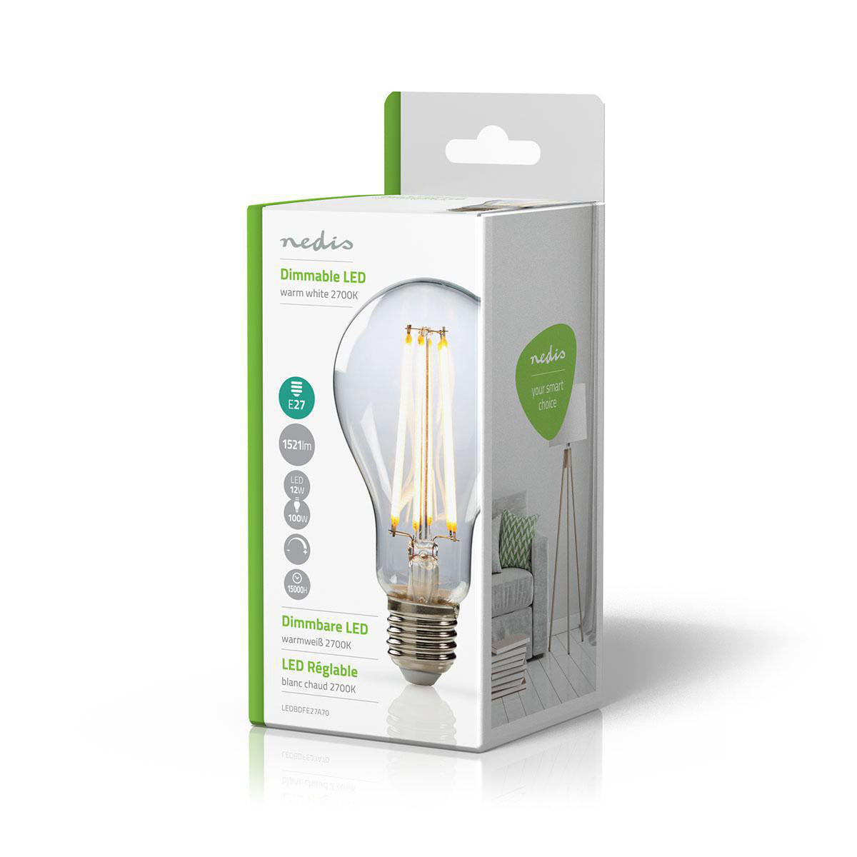 E27 Retro Style Dimmable LED Filament Bulb | A70 12W 1521lm