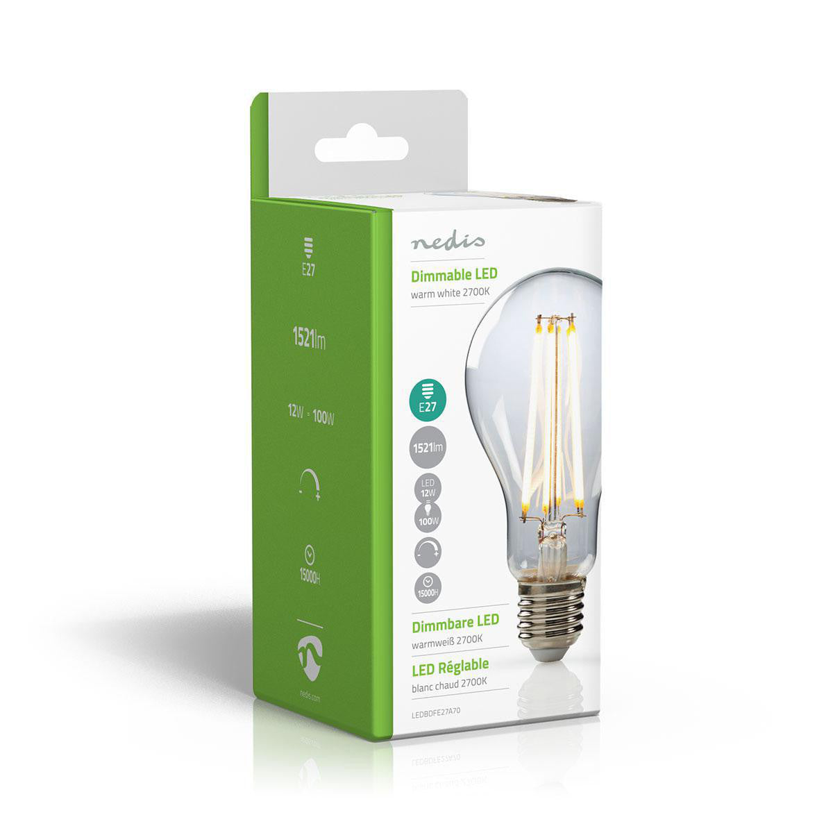 E27 Retro Style Dimmable LED Filament Bulb | A70 12W 1521lm