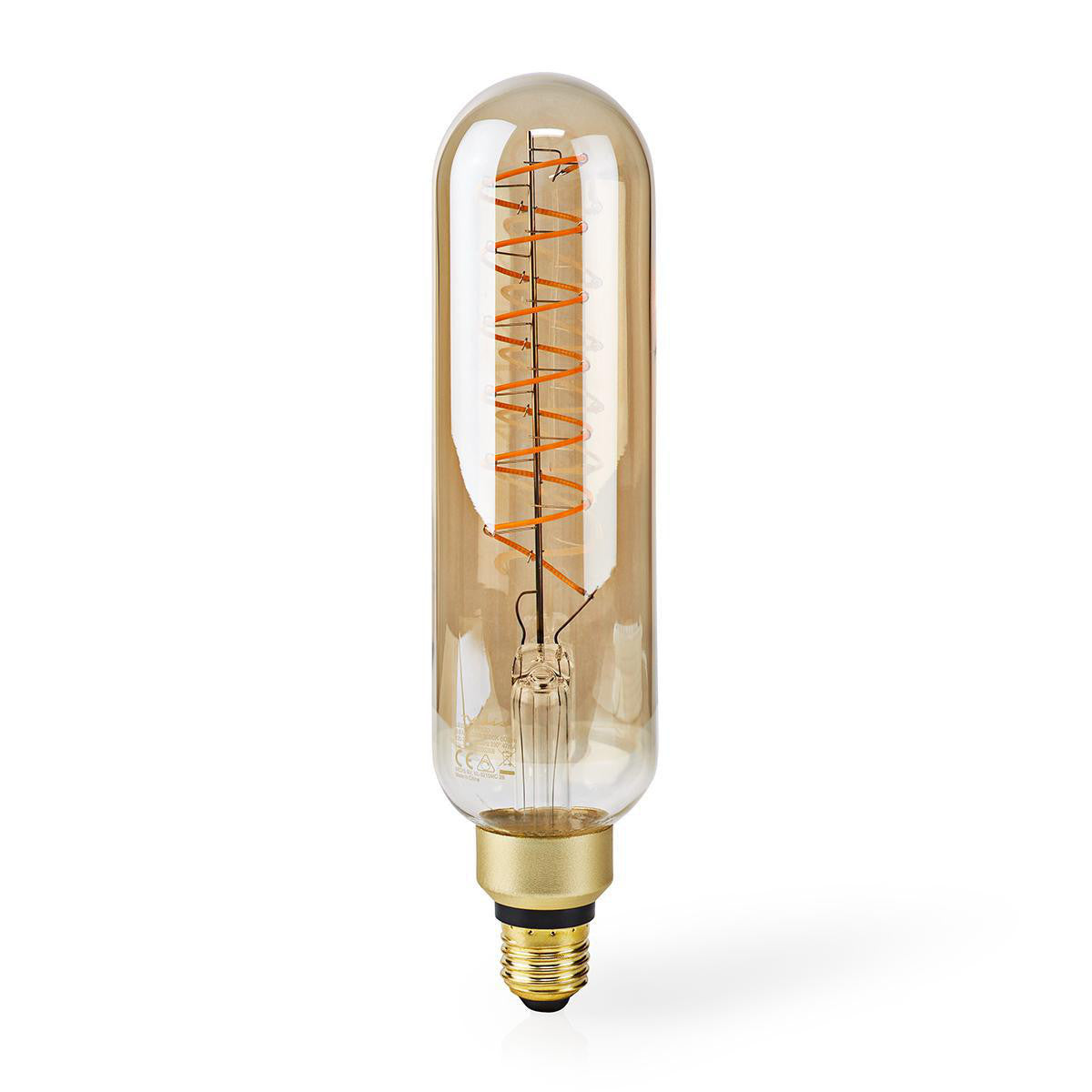 E27 LED Filament Bulb | T65 8.5W 600lm 2000K with Retro Style Gold Finish