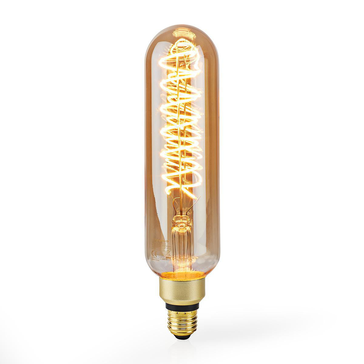 E27 LED Filament Bulb | T65 8.5W 600lm 2000K with Retro Style Gold Finish