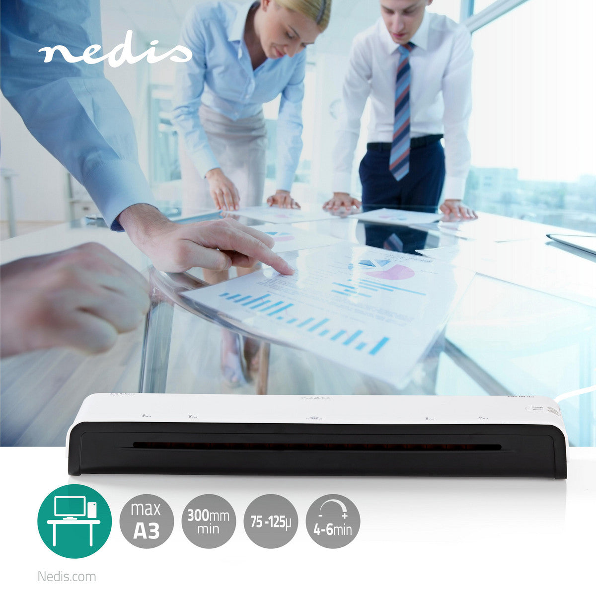 Laminadora | Tamanho A3 (quente e frio) 300 mm/min