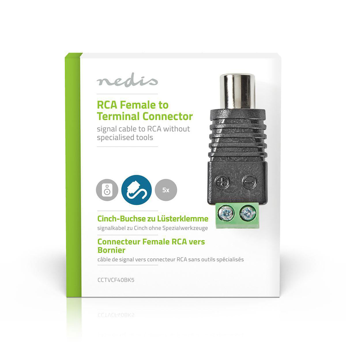 Conector de segurança para CCTV Nedis | 5 fios para RCA fêmea