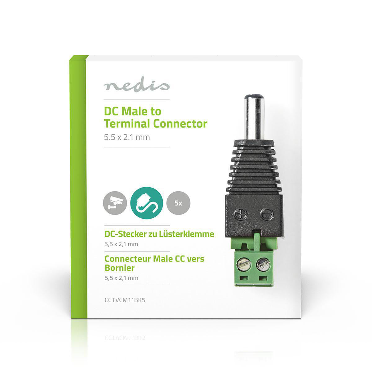 Nedis CCTV Security Connector | 5 2 Wire to DC Female 5.5 x 2.1 mm