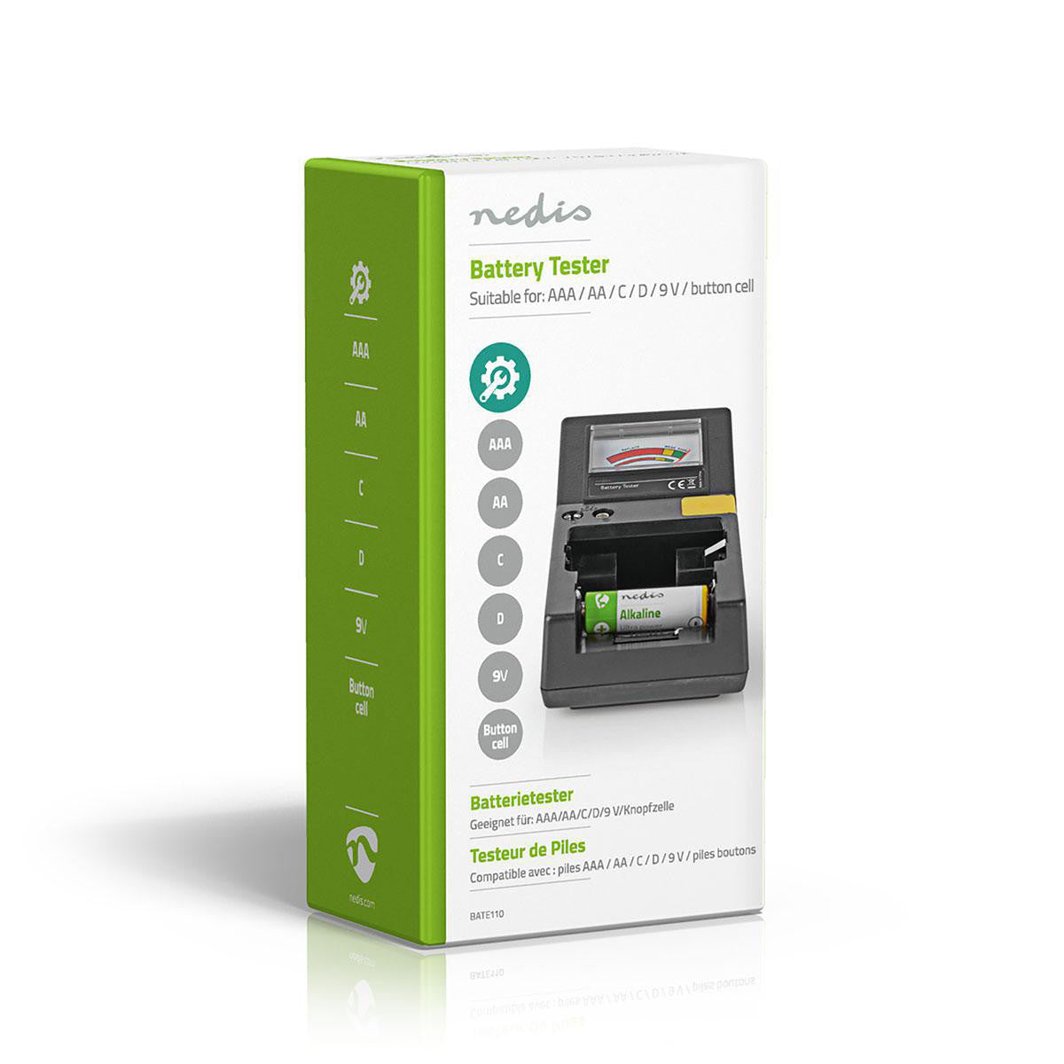 Testador de baterias | AAA, AA, C, D, 9V, pilhas tipo botão