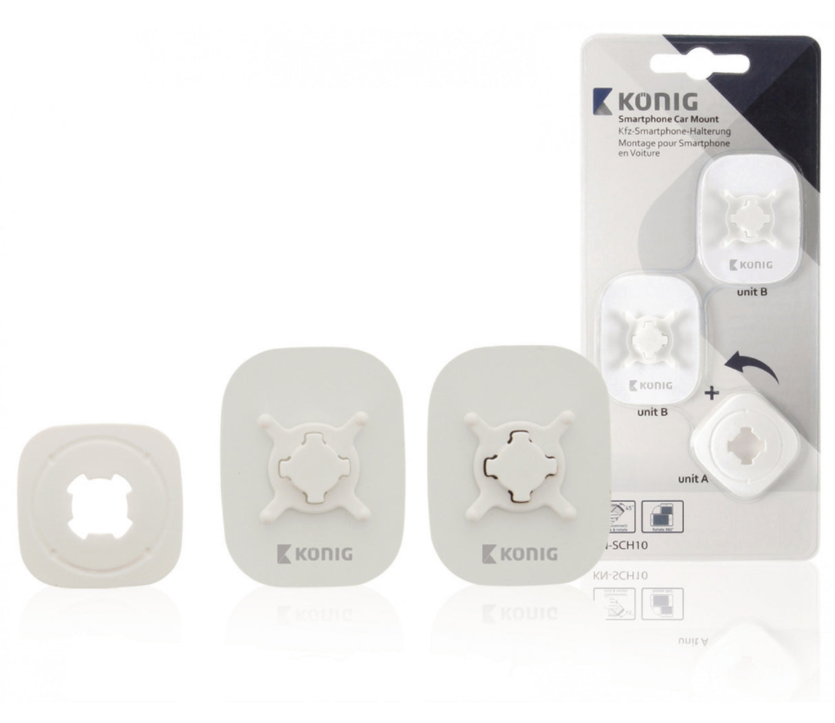 White Adhesive Car Mount for Smartphone with 360° Rotation